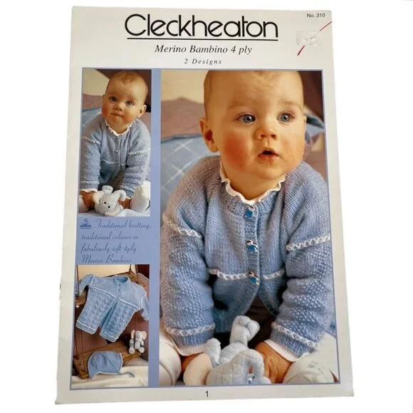 2 Cleckheaton Yarn baby Knitting Pattern Pamphlets Sweaters Hats Dress 1-6 & 0-9 - Picture 5 of 10